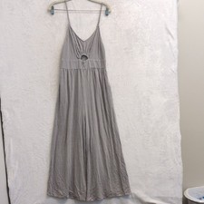 Anrabess Women's Gray Keyhole Sleeveless Wide Leg Jumper Size M