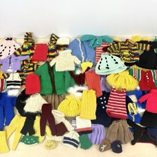 Vintage Large Lot of DOLL CLOTHES Hand Crocheted  Knitted  Barbie Outfits