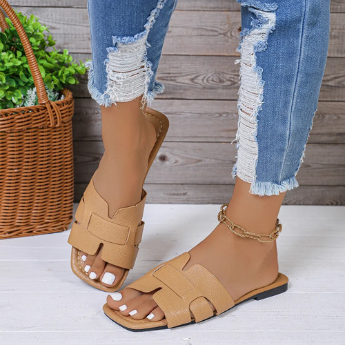 Pantofole donna in pelle nera con tacco a vista, sandali bassi, scarpe da spiaggia - Foto 21 di 26