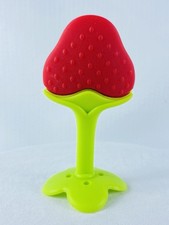 Baby Teether Easy Grip Flexible Silicone Teething Toy 4 Nubby Strawberry Stem