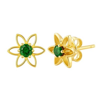 Ohrstecker 18 Karat vergoldet Messing Edelstein Blume, trendiger Stil TGE1038