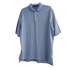 Ralph Lauren Polo 100% Pima Cotton Collared Shirt Top Striped Blue White Large
