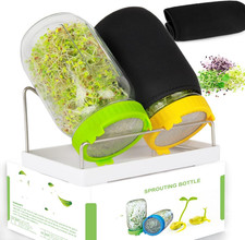 Seed Sprouting Kit, 2 Large Wide Mouth Mason Jars with Sprout Lids, Blackout Sle