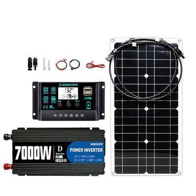 SOECOPO 7000W Solar System Kit,100A Controller, 12V DC to 110V/220V
