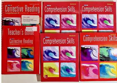 SRA Corrective Reading Comprehension B1 Teacher Guides + 4 Workbooks Bundle -RED