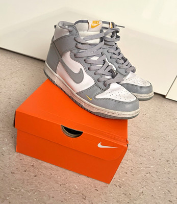 Nike Dunk High Unisex Kinder Sneaker High Top Leder Grau/Weiß EU 40 FD9773-001