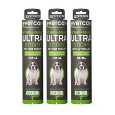 Pack of 3 All-Purpose Pet Mega Oversized Lint Roller Refills, 150 Sheets Total