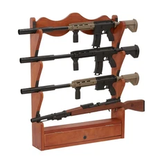 Gun Rack 4-Slot Wood Gun Rack Wall Mount Gun Display Rack holds 4 Rifles