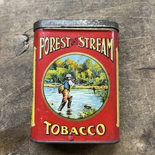 Vintage Antique Tabacco Tin Forest And Stream 