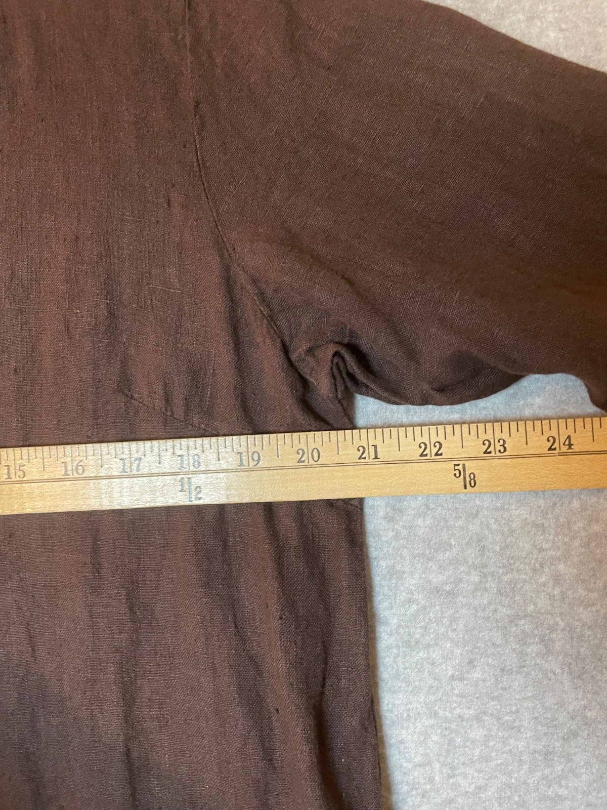 Matchpoint Linen Dress Medium Chocolate Brown Chore Pockets 3/4 Sleeve