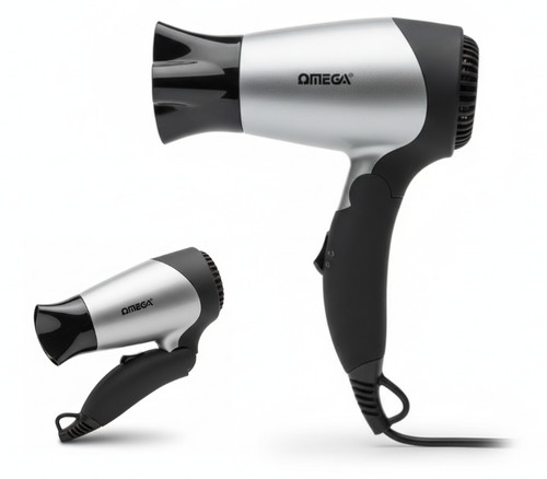 Travel Hair Dryer with Folding Handle, 1200W, Dual Voltage, Concentrator. 20128