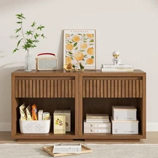 Night Stand Nightstand with Drawer Storage Fluted Bed Side End Table 22.44in