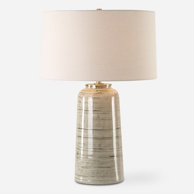 Uttermost Strata Tan Glaze Table Lamp - 26.25'' H X 18'' W X 18'' D