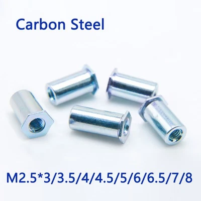 Hex Self Clinching Through Hole Standoffs for Sheet Metal Carbon Steel M2.5*3-8 - Image 1 of 4