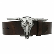 Men Women Western Silver Metal Cool Belt Buckle Long Horn Texas Cow Bull Skull