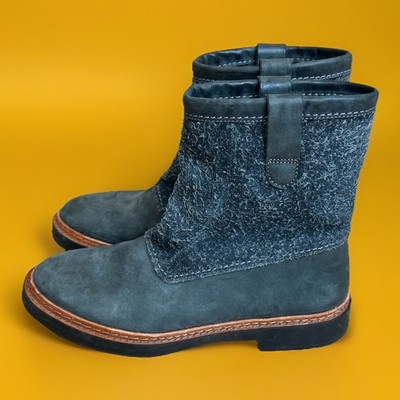 Clarks Trace Fern Women's Boots Size 8 M Dark Grey Combi Leather Cushion Plus