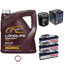 Produktbild - Inspektionspaket 5L MANNOL Longlife 5W-30 für VW Polo 1.2 TSI 16V 1.4 Golf
