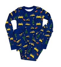 Hanna Andersson Kids Christmas Holiday Construction Truck Long John Pjs 130 8Y