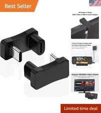180 Degree Angle USB C Adapter 2 Pack, Black  U Shape Type C Male to Female ...