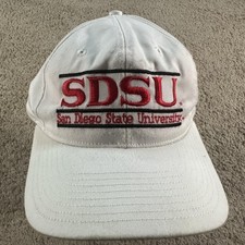Vtg San Diego State Aztecs Hat Cap Snapback Men O/S White Split Bar The Game NCA