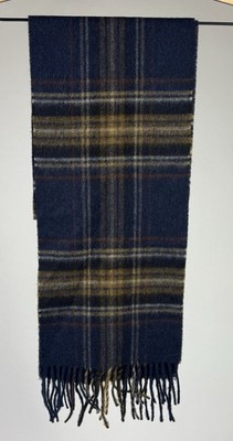 Barbour Elwood Tartan Scarf By Moon Made In England Wool Plaid Fringe 72 x10 