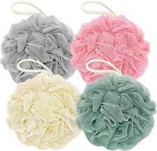 Shower Loofah Bath Sponge, 60G Exfoliating Body Scrubber 4 Pack Soft Mesh Show