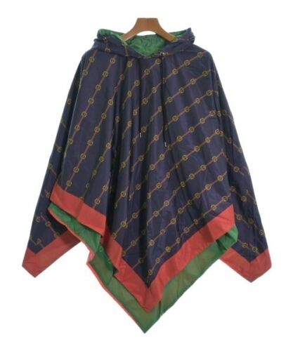 Gucci Reversible Logo Print Nylon Hooded Poncho Navy Green Italy