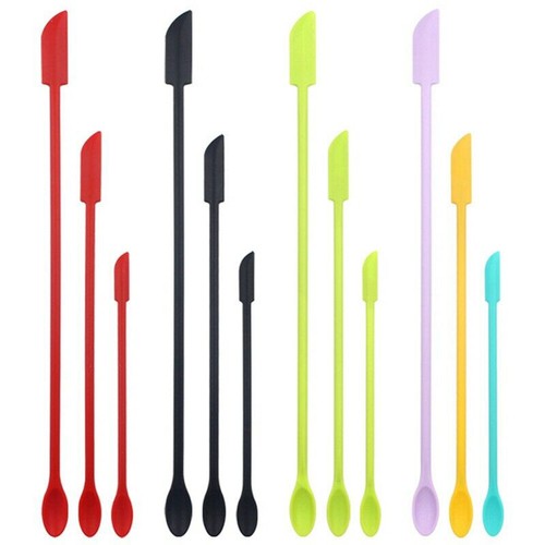 3PCS Silicone Mini Spatula Jar Scraper Scoop Tip Long Spatula Cosmetic Bottle - Picture 3 of 15