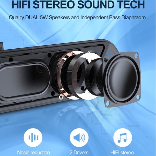 Computer Speakers Wired Speaker PC Soundbar Stereo USB Powered for Laptop Tablet - Picture 3 of 12