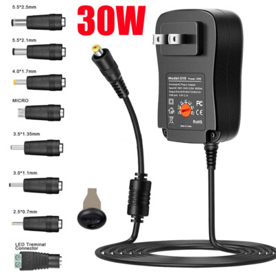 30W Multi Voltage 8 Tips Universal Adapter Charger for Adjustable Power Supply