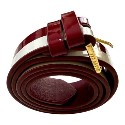 Ted Baker Women\'s Belt Size 2 White Burgundy Color Block Vegan Leather NWOT Ted Baker Women main image 2