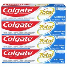 Colgate Total Whitening Toothpaste Gel 4 Pack Mint Flavor 4.8 oz Tubes 1.36 per gallon
