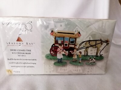 Department 56 - Seasons Bay - ''Here Comes The Ice Cream Man'' Set 4 Teile.