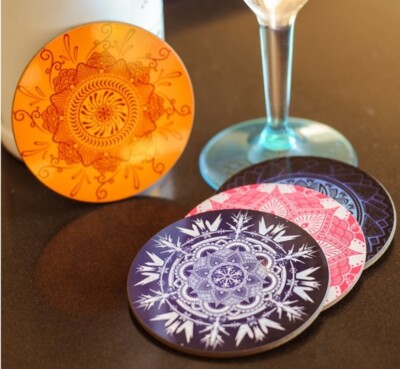 MYSTISCHE MANDALAS 4 Stück Untersetzer Set Meditation Wellness Bohème Mystisches Geschenk