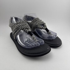 Sanuk Yoga Sling 2 Patterned Cushion Stretch Knit Sandals Shoes Womens size 6