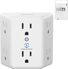 2 Prong to 3 Prong Outlet Adapter, 3-Sided 6 Outlet Widely Spaced Extender, Pola