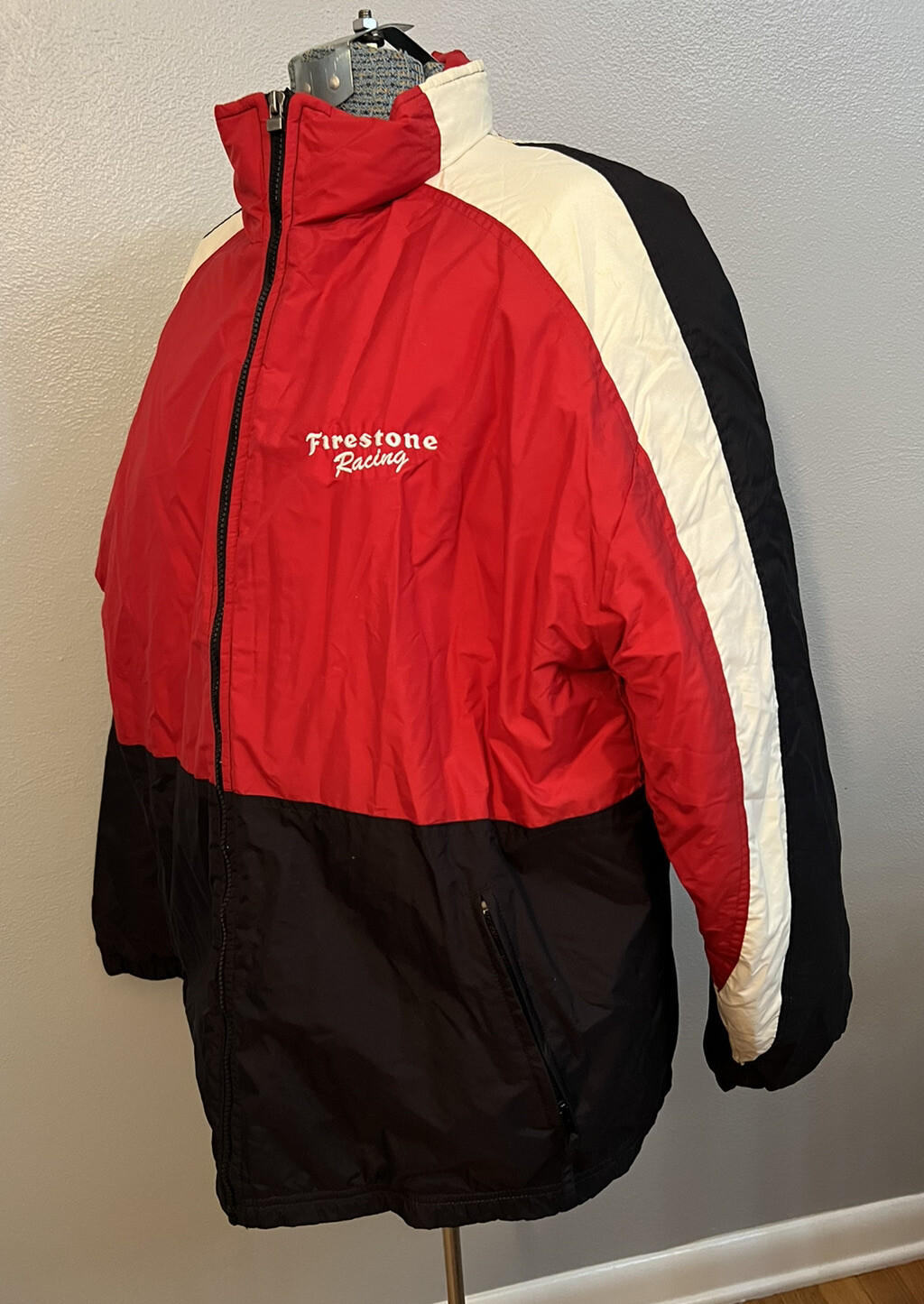 Vintage Firestone Racing Puffer Racing Jacket Hollowa… Gem