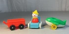 Lot Of 4 Vintage Fisher Price Little People Pieces Plane Wagon Clown & Stroller