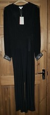Image of MONSOON BLACK JUMPSUIT WITH SILVER BEADING UK 14 EURO 42 NEW WITH TAG RRP £79