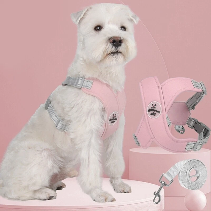 Dog Harness No Pulls with Leash Metal D-Ring Reflective Pet Vest No Choke