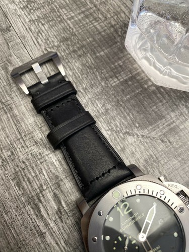 Per Officine Panerai Marina Pam 24mm Nuovo Vera Orologio pelle Nero  Cinturino | eBay