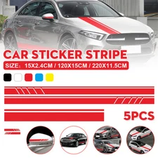 5PCS Long Stripe Graphics Car Racing Side Body Hood Mirror Vinyl Decal Sticker