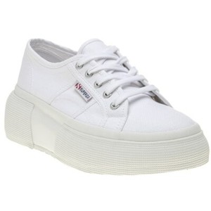 NUOVA linea donna SUPERGA Sneakers Scarpe di tela bianca 2287 piattaforme  con lacci | eBay