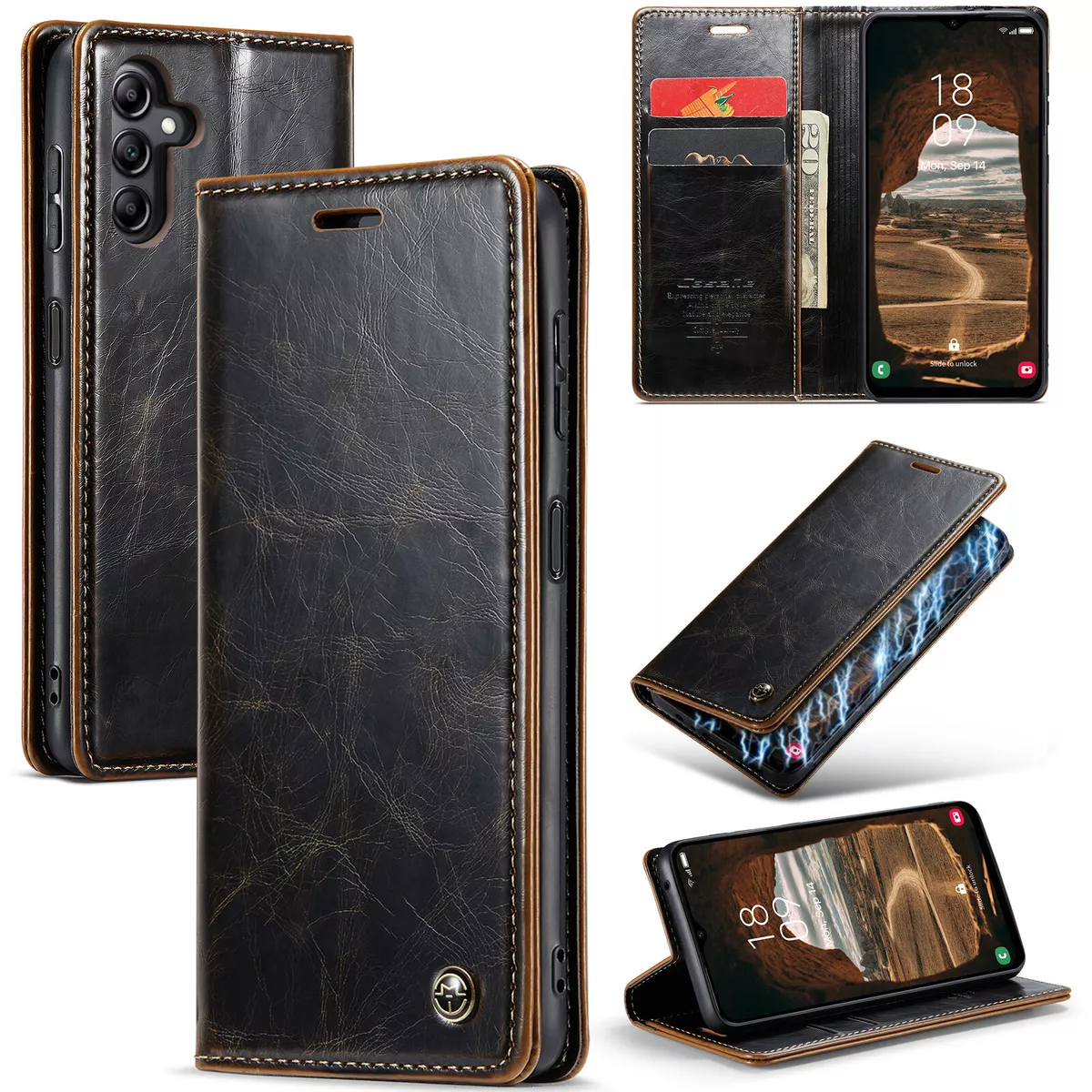 Book-style case with card holder pockets for Samsung Galaxy A14 4G/5G