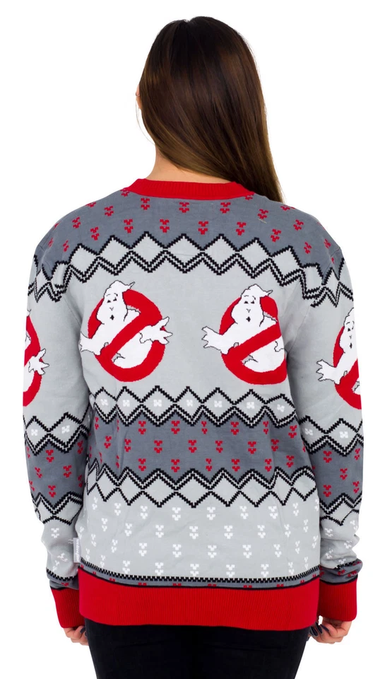 Ghostbusters Logo Ugly Christmas Cardigan Sweater - Image 4 of 4