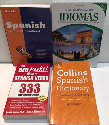 4 Spanish Grammar Books Pocket Verbs Idioms Collins Dictionary VGC