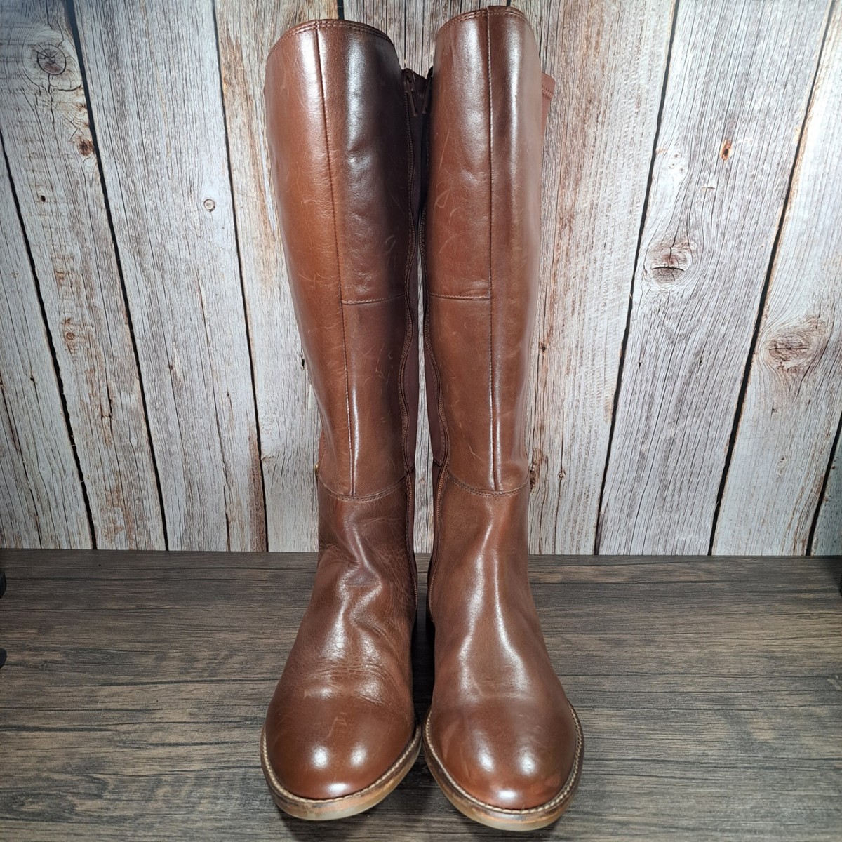 Clarks Camzin Tree Brown Leather Casual Zipper Boots Women's Size W