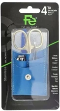 Fe Economic 4 Pc Nail Care Set/Nail File Tweezer Nail Cutter Scissors Blue
