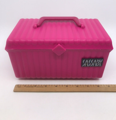 Vintage Sassaby Pink Make Up Storage Case 107 Jewelry Box Organizer Crafts USA