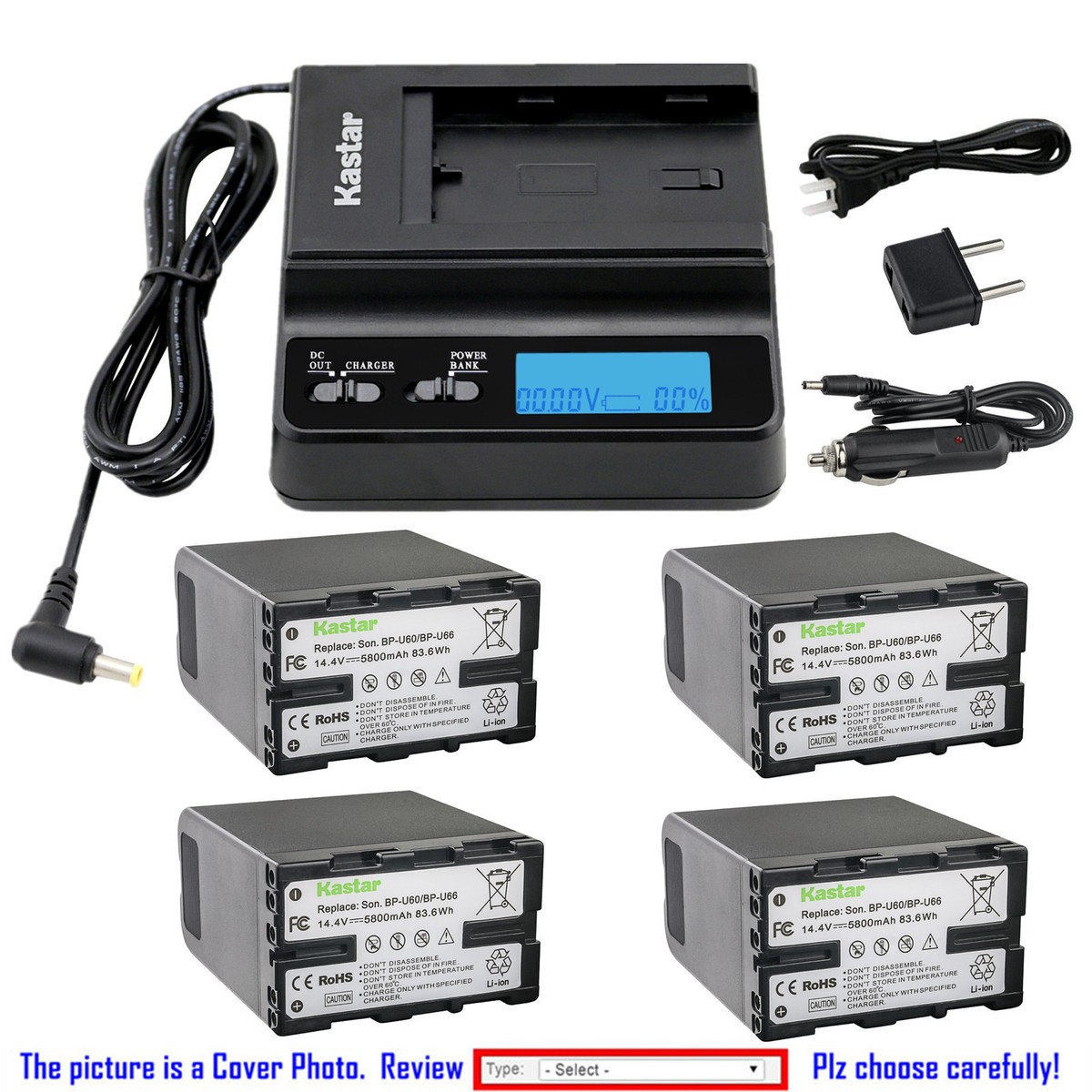 Kastar Battery Multifunction Charger for Sony BP-U60 BPU66 BC-U1